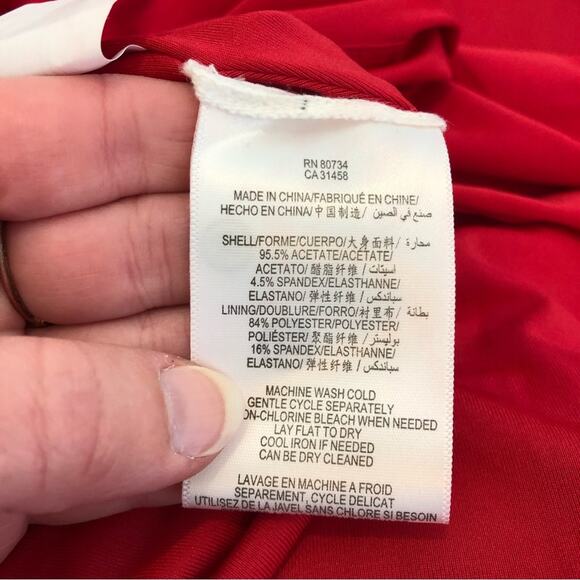 BCBGMaxazria red scoop neck long sleeve empire waist dress size Small NWT - Picture 11 of 13